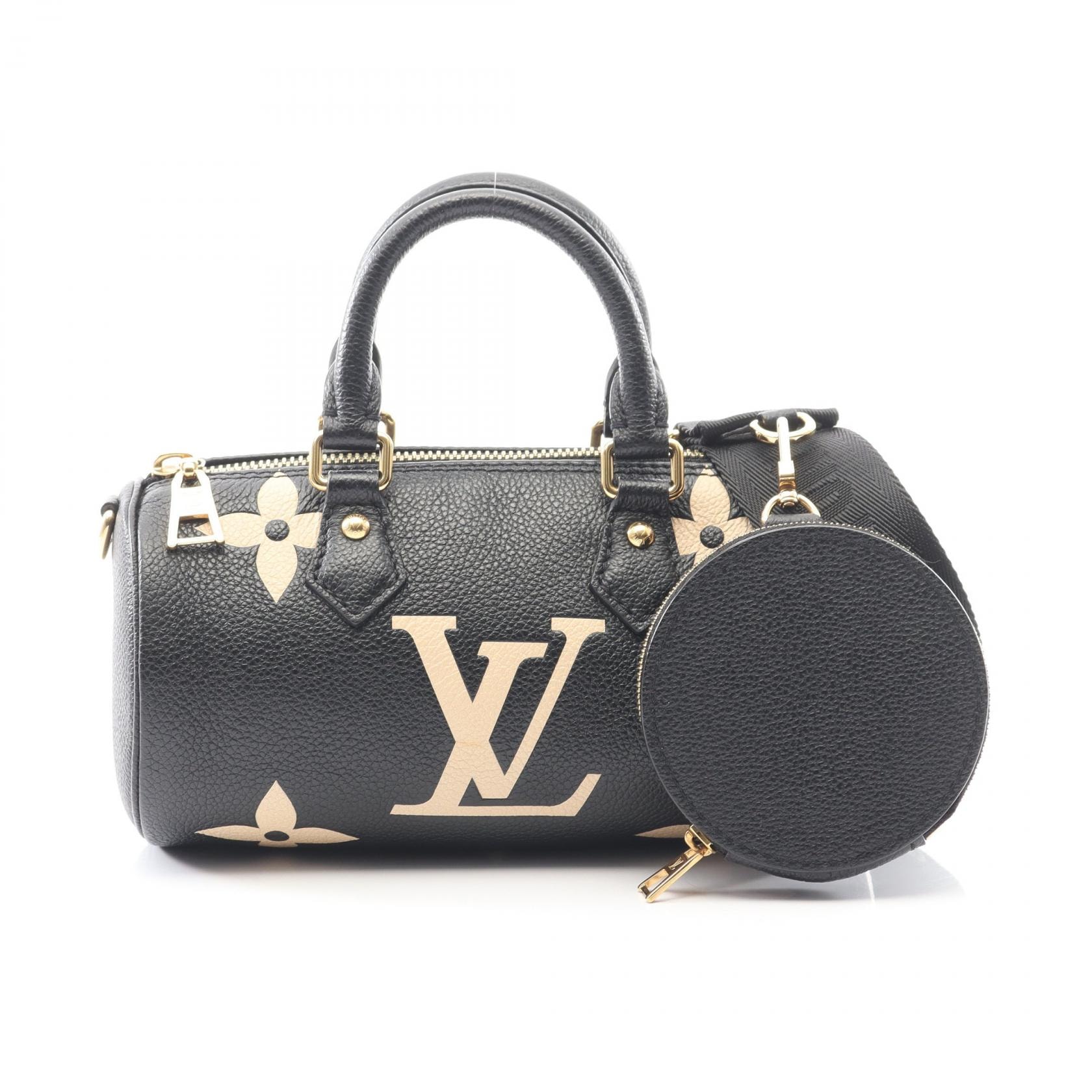 ルイ・ヴィトン LOUIS VUITTON パピヨンBB バイカラー ハンドバッグ バッグ レザー モノグラム・アンプラント ベージュ レディース ブラック系 / ベージュ系 M45980 【中古】
