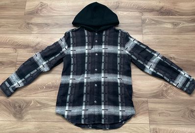Supreme Hooded Jacquard Flannel Shirt "Black"