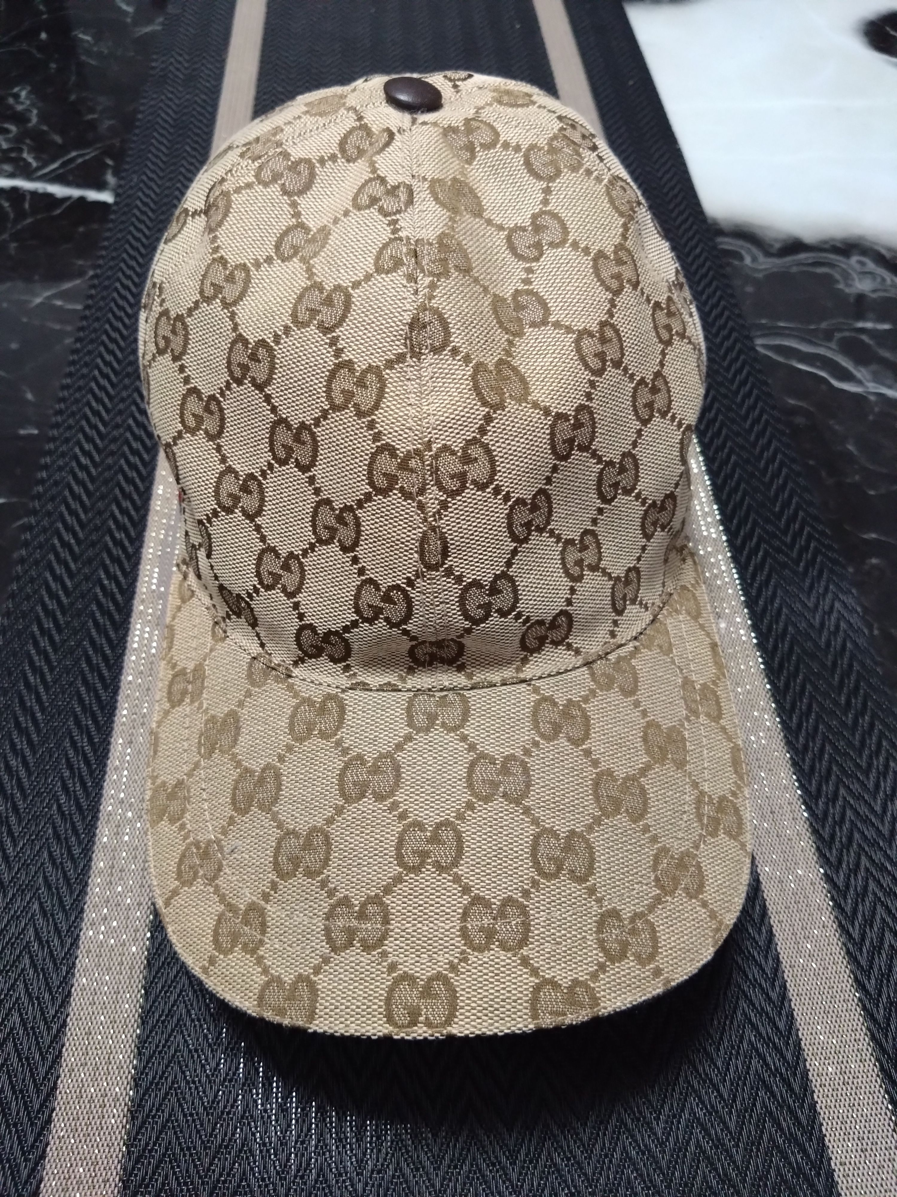 GUCCI Original GG Canvas Baseball Hat With Web "Beige/Ebony"
