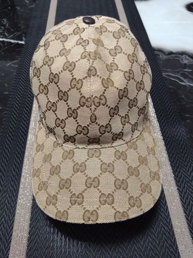 GUCCI Original GG Canvas Baseball Hat With Web "Beige/Ebony"