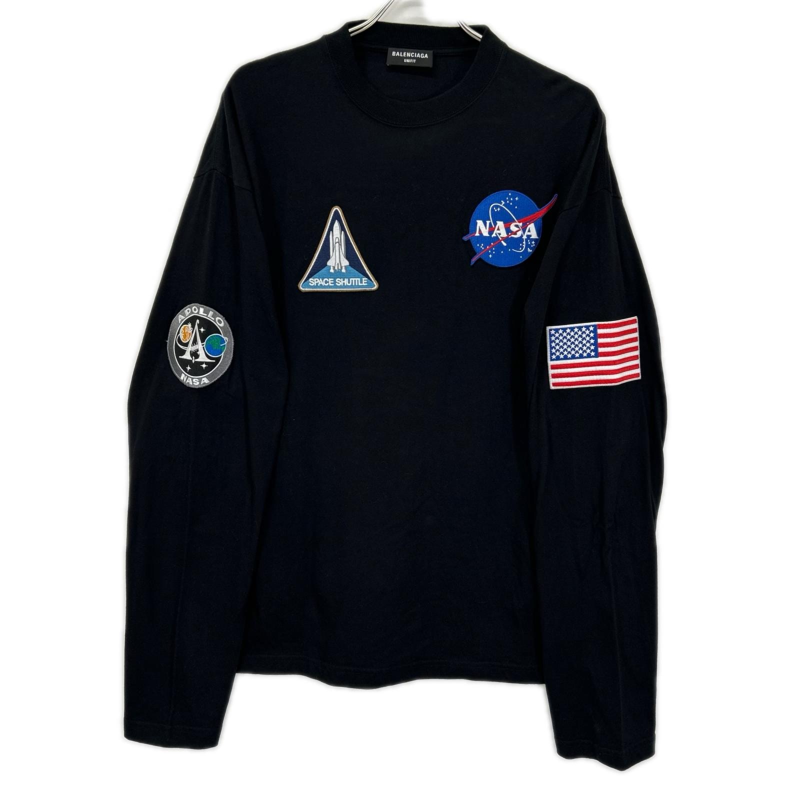 バレンシアガ 662496 21年 ユニフィット ×NASA ブラック 長袖Tシャツ XXS