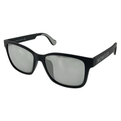 美品 MONCLER モンクレール ミラーレンズ ブラック 黒 シルバー金具 プラスチック サングラス 男女兼用 ウェリントン 506790 【中古】