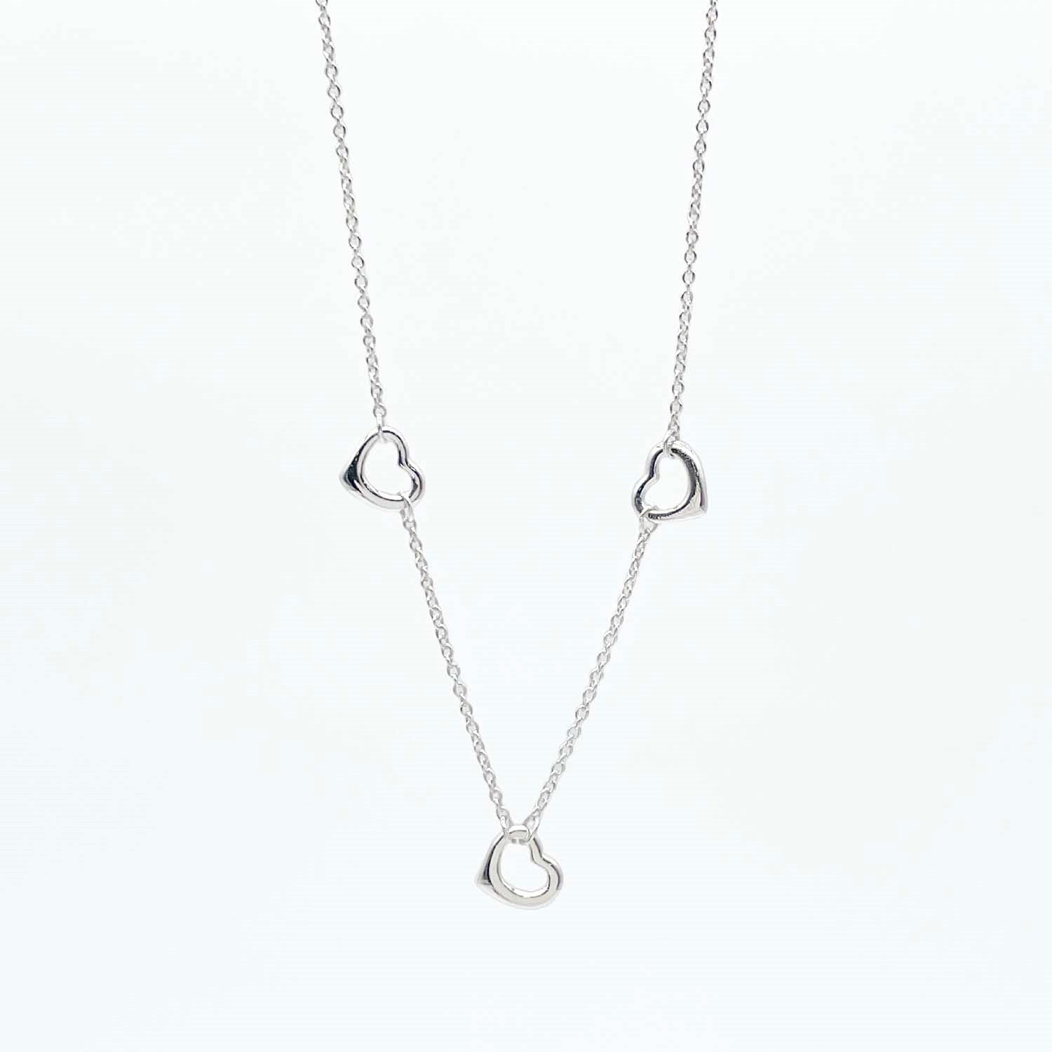TIFFANY&Co. ティファニー オープンハート 3P トリプル ネックレス
 ペンダント エルサ・ペレッティ SV925 シルバー 新品仕上済 レディース
 【中古】
