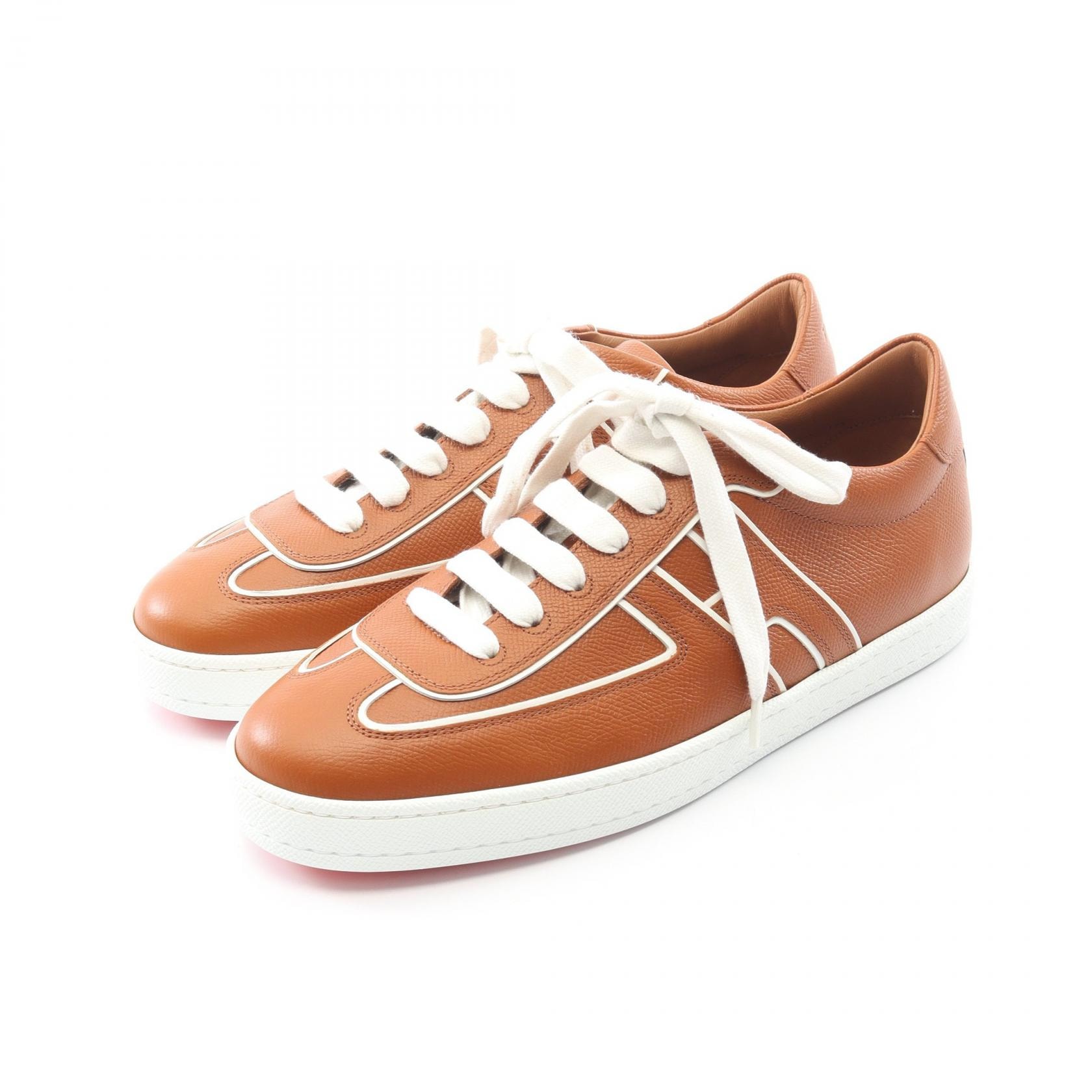 エルメス HERMES BOOMERANG ブーメラン スニーカー 靴 レザー ホワイト メンズ ブラウン系 / ホワイト系 【中古】