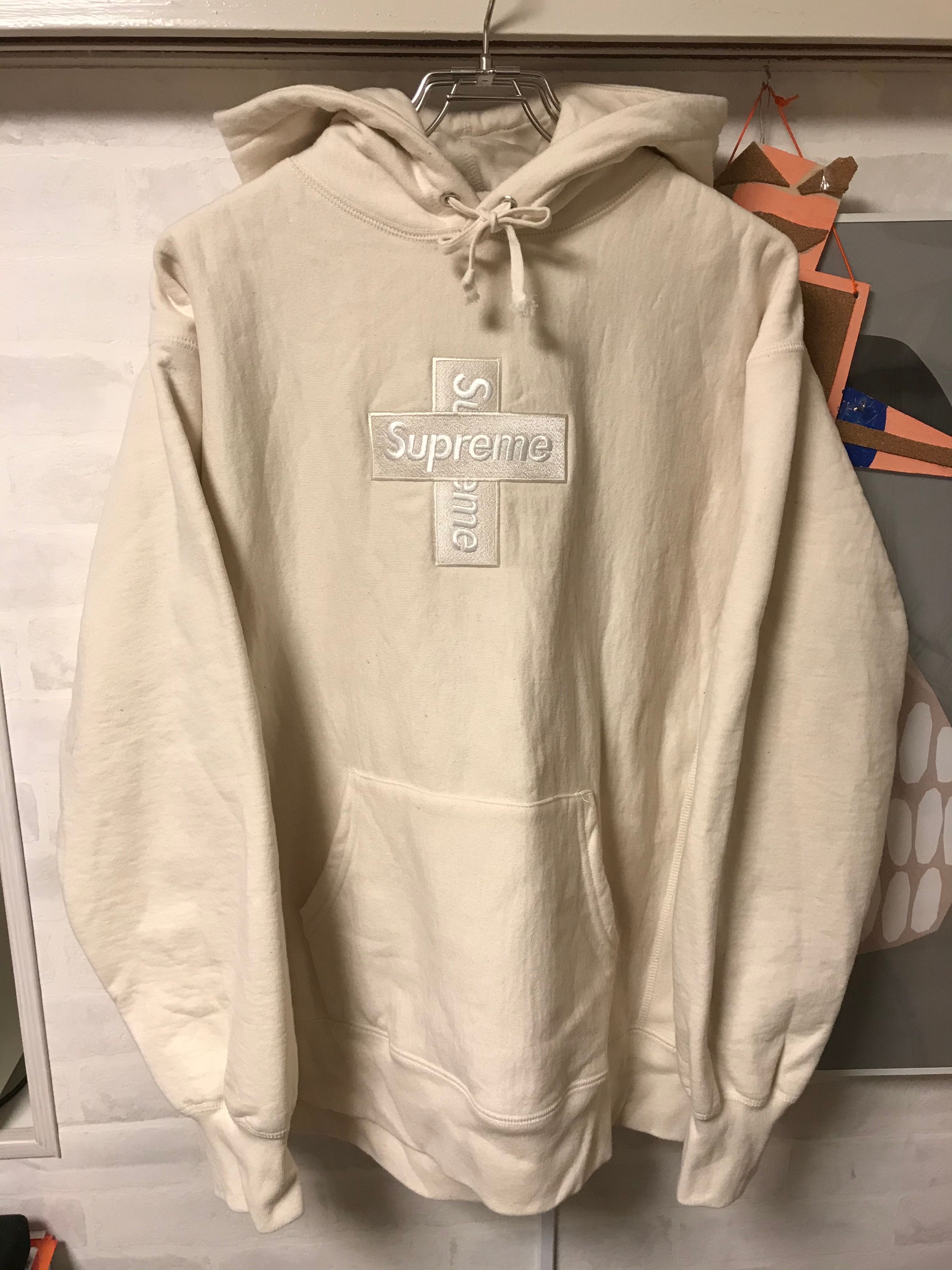Supreme Cross Box Logo Hooded Sweatshirt "Natural"