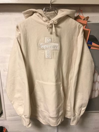 Supreme Cross Box Logo Hooded Sweatshirt "Natural"