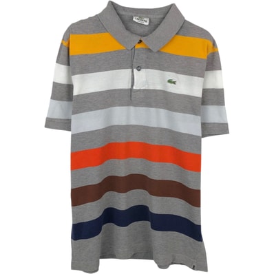 古着 ラコステ LACOSTE REGULAR FIT ボーダー柄 半袖 ポロシャツ メンズXL相当/eaa666566