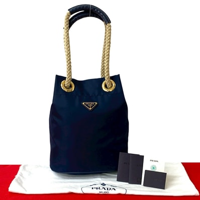 PRADA プラダ 三角ロゴ 金具 ナイロン レザー ショルダーバッグ ネイビー
34484