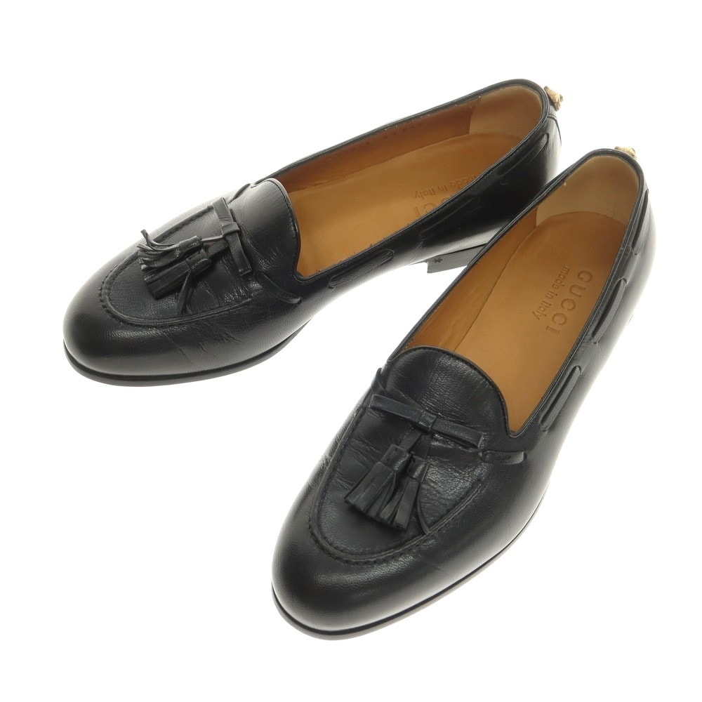 【中古】【未使用】グッチ GUCCI パンサー タッセル ローファー ブラック【サイズ6 1/2】【メンズ】