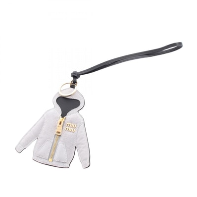 ミュウ ミュウ Miu Miu トリック キーホルダー アクセサリー スウェード レザー レディース グレー系 / ブラック系 5TL5302CUJF0031 【新品】