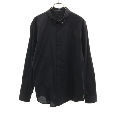 ARMANI EXCHANGE アルマーニエクスチェンジ 長袖 スタッズ付き シャツ L ブラック