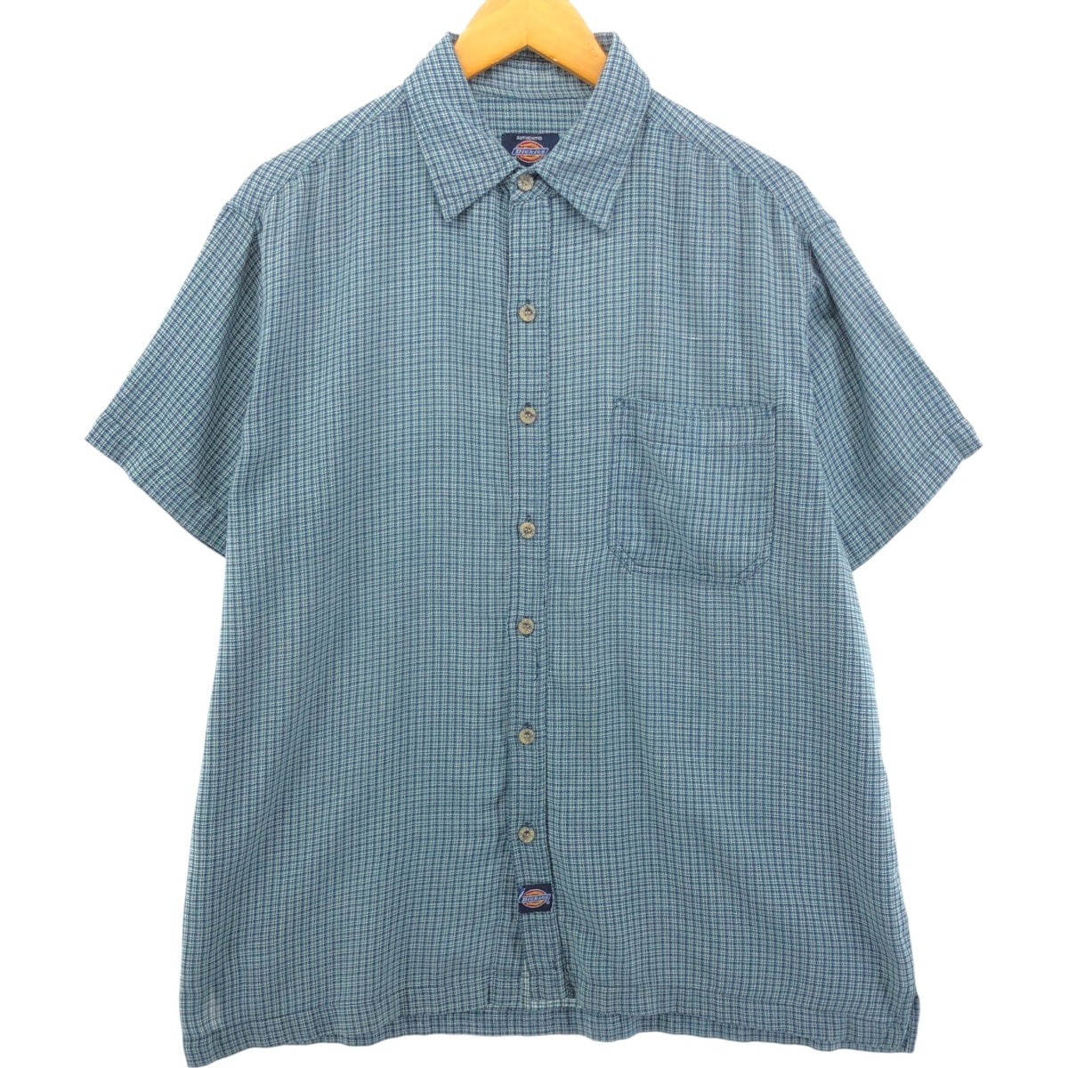 古着 ディッキーズ Dickies チェック柄 半袖 ワークシャツ ボックスシャツ メンズL相当/eaa550579