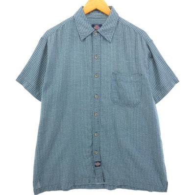 古着 ディッキーズ Dickies チェック柄 半袖 ワークシャツ ボックスシャツ メンズL相当/eaa550579