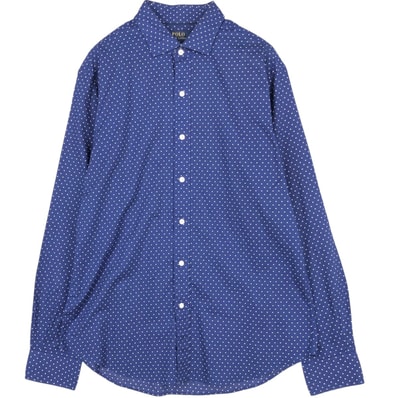 古着 ラルフローレン Ralph Lauren SLIM FIT スリムフィット ドット柄 長袖 コットンシャツ メンズL相当/eaa676715