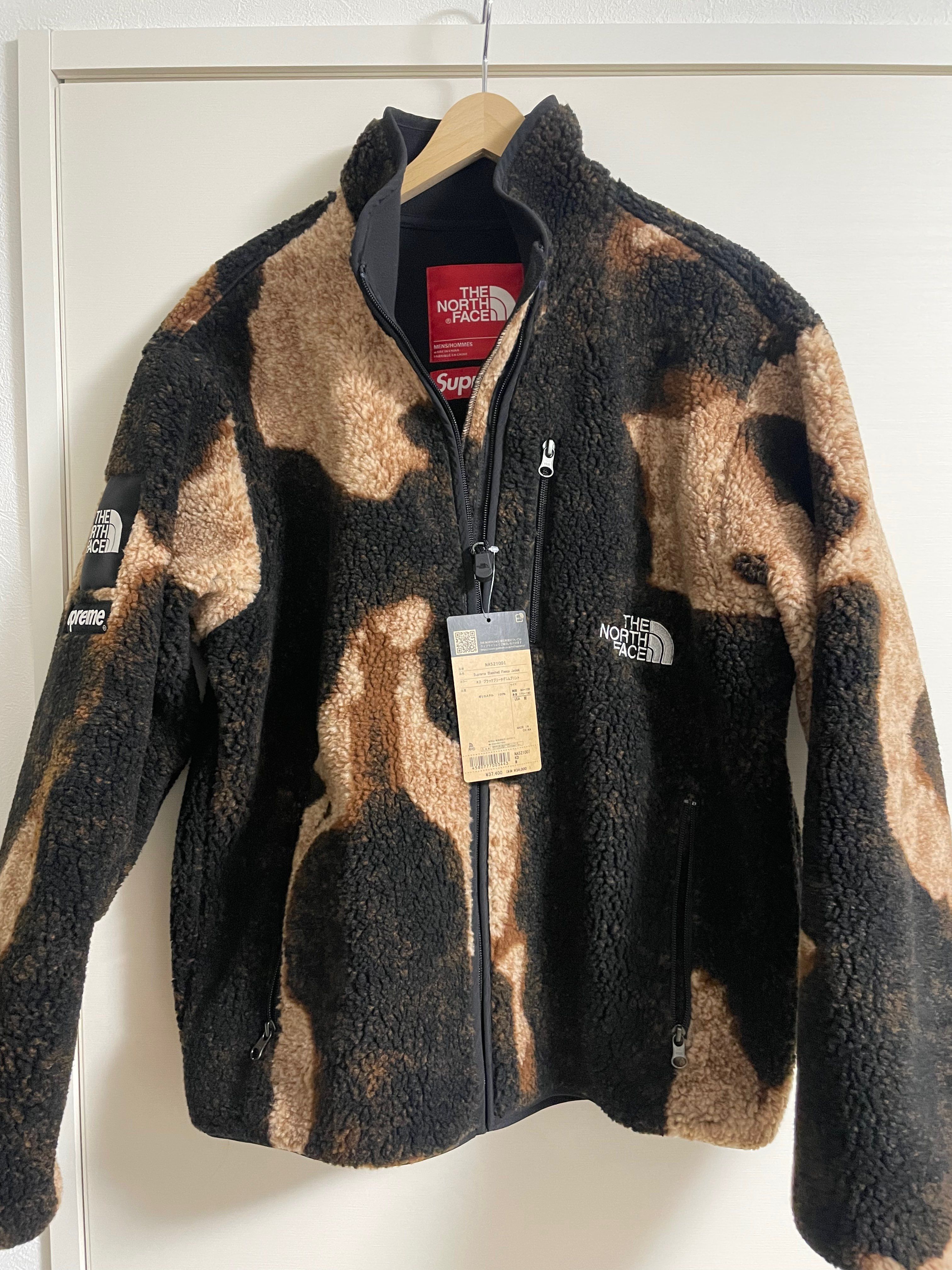 Supreme x The North Face Bleached Denim Print Fleece Jacket "Black"