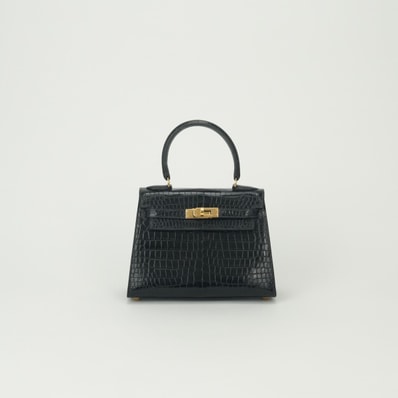 エルメス HERMES ケリー20 ミニケリー ケリー 20 ミニ バッグ トートバッグ ポロサス クロコダイル ブルーマリン Bluemarine ブルー Blue 青 ゴールド金具 ハンドバッグ 外縫い エキゾチック