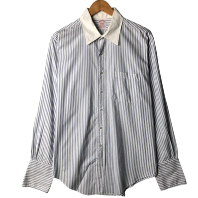 古着 ブルックスブラザーズ Brooks Brothers Est.1818 ストライプ柄 ワイドカラー クレリックシャツ USA製 メンズXL相当/eaa566954