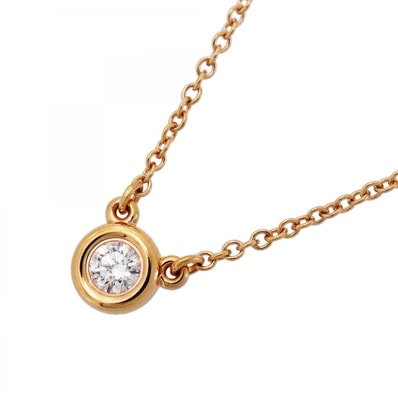 【6jdb0415-35】ティファニー ネックレス バイザヤード 1PD K18PG ピンクゴールド ダイヤモンド 0.10ct【中古】レディース