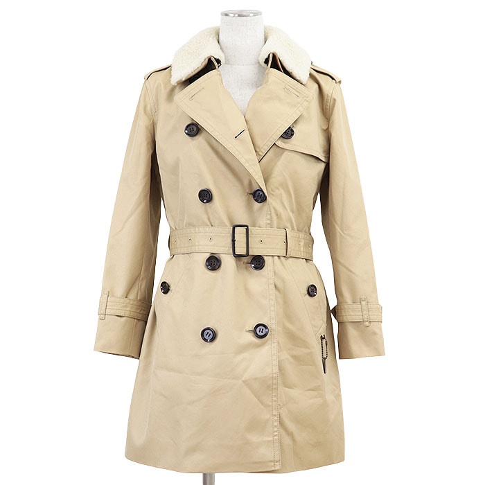 【新品同様】 コーチ TRENCH W WOOL LINER トレンチ コート レディース ベージュ XS COACH