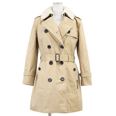 【新品同様】 コーチ TRENCH W WOOL LINER トレンチ コート レディース ベージュ XS COACH