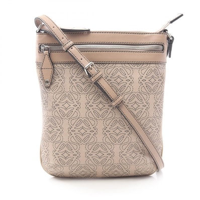 ロエベ LOEWE アナグラム ショルダーバッグ バッグ PVCコーティングキャンバス レザー レディース ベージュ系 【中古】
