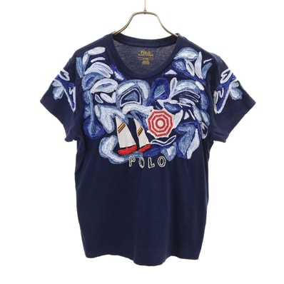 POLO RALPH LAUREN ポロラルフローレン 装飾 半袖 Tシャツ M ネイビー