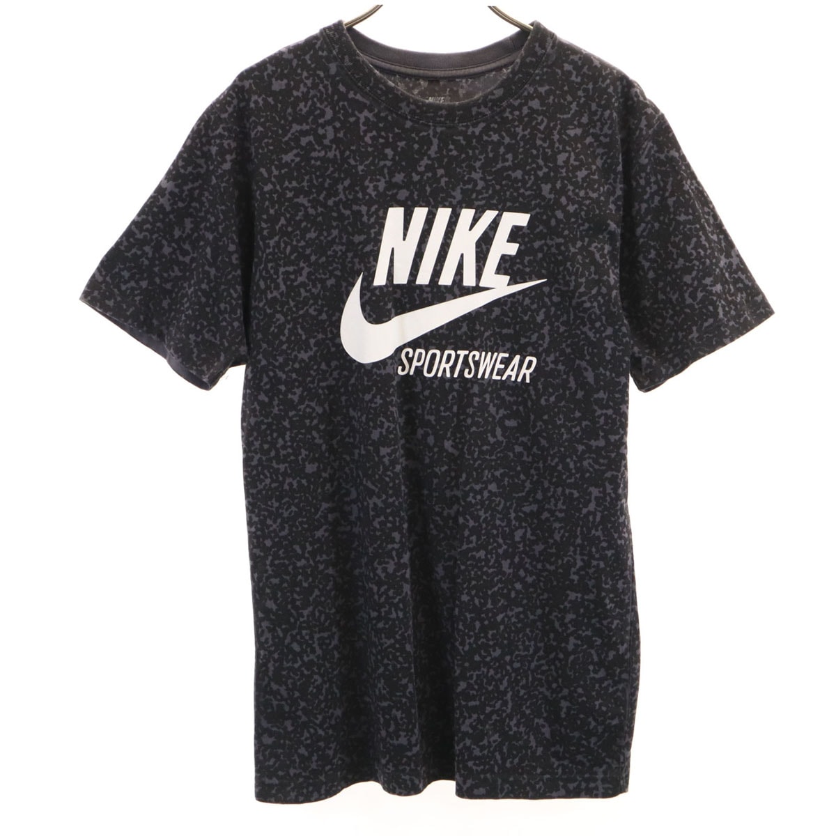 NIKE ナイキ 総柄 半袖 Tシャツ M ブラック系