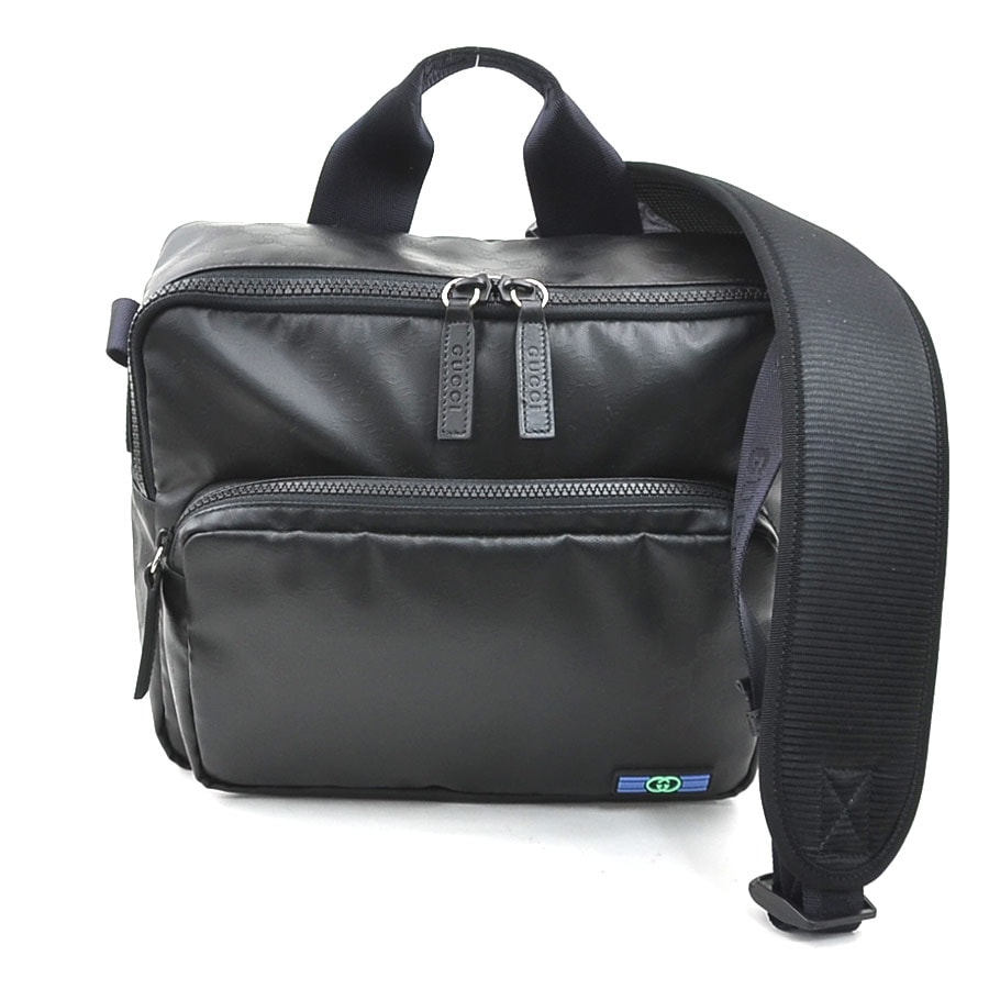 グッチ GUCCI ショルダーバッグ マットクリスタル PVC ブラック メンズ 782764【中古】 r10944g