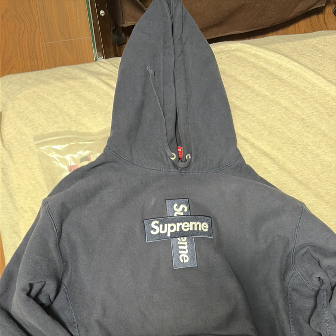 Supreme Cross Box Logo Hooded Sweatshirt "Navy"