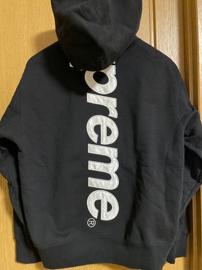 Supreme Satin Applique Hooded Sweatshirt "Black"
