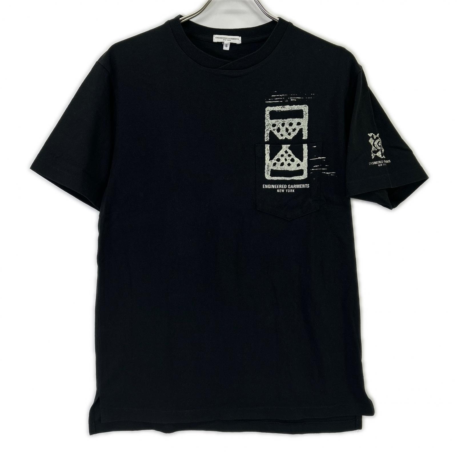 エンジニアードガーメンツ ブラック THE FIRST&THE FUTURE クロスクルーネック Tシャツ S