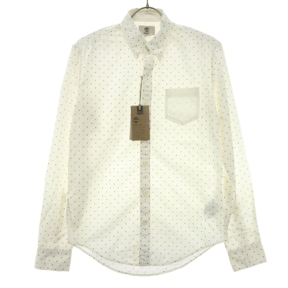 Timberland ティンバーランド 総柄 長袖 ボタンダウンシャツ XS アイボリー