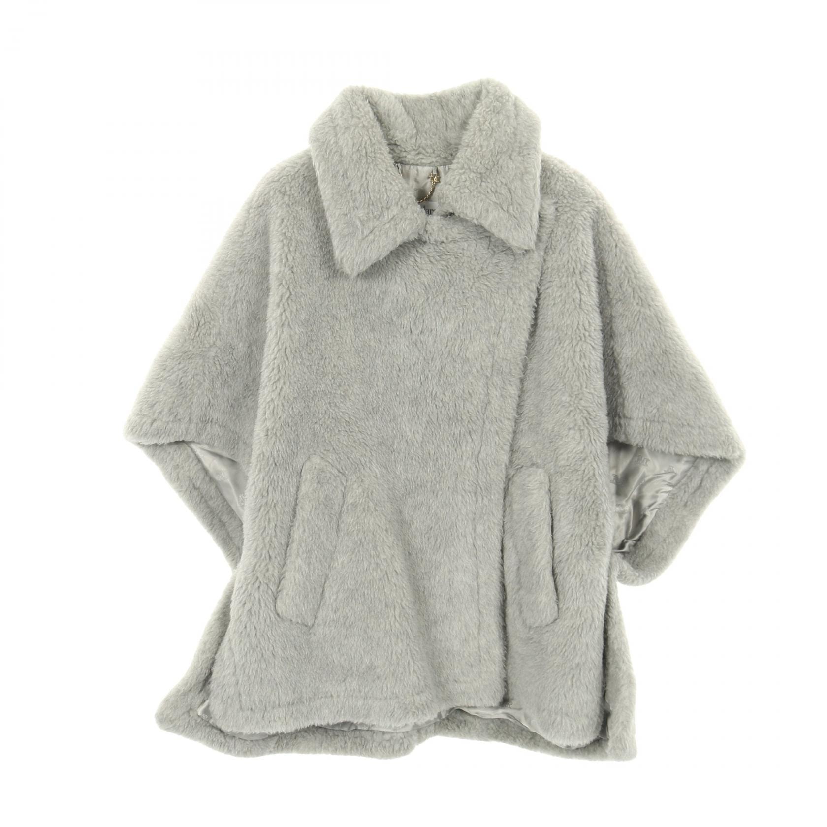マックスマーラ MAX MARA テディベア ケープ ポンチョ 衣料品 アウター ウール アルパカ レディース グレー系 【中古】