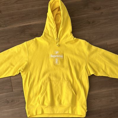 Supreme Cross Box Logo Hooded Sweatshirt "Yellow"