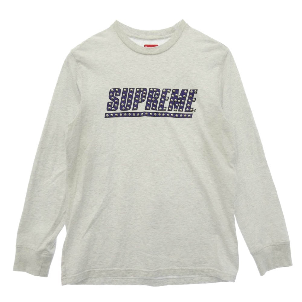 Supreme シュプリーム 20SS Studded L/S Top ロゴプリント スタッズ ロングスリーブ Tシャツ 長袖 カットソー グレー系 M【中古】