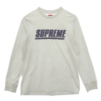 Supreme シュプリーム 20SS Studded L/S Top ロゴプリント スタッズ ロングスリーブ Tシャツ 長袖 カットソー グレー系 M【中古】