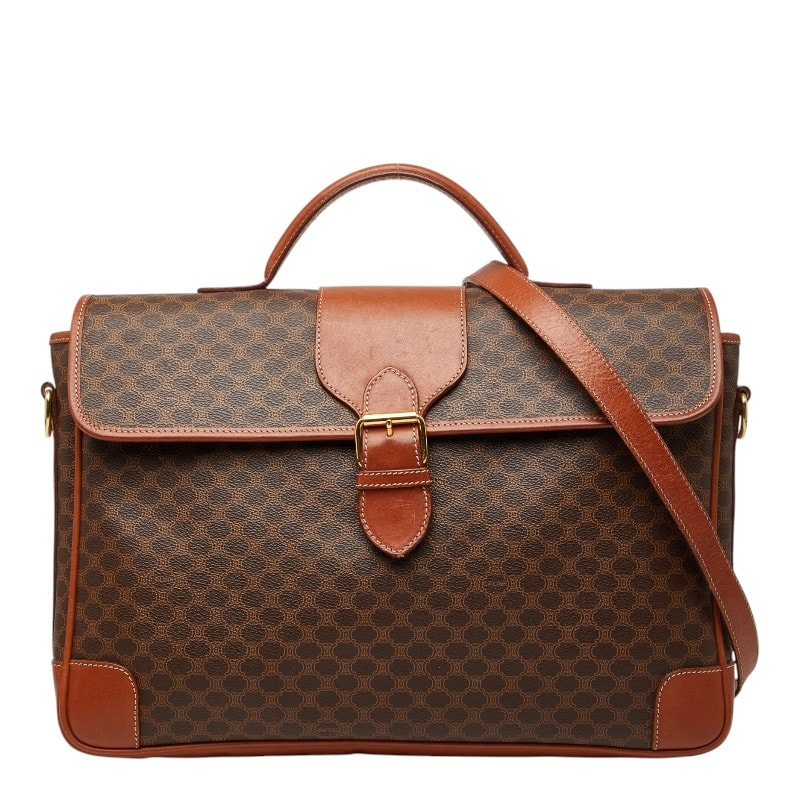 セリーヌ マカダム ハンドバッグ ショルダーバッグ ビジネスバッグ 2WAY ブラウン PVC レザー レディース CELINE 【中古】