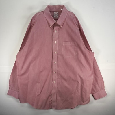 古着 ブルックスブラザーズ Brooks Brothers 長袖シャツ ボタンダウン 胸ポケ 346 XL レッド系 ストライプ メンズ