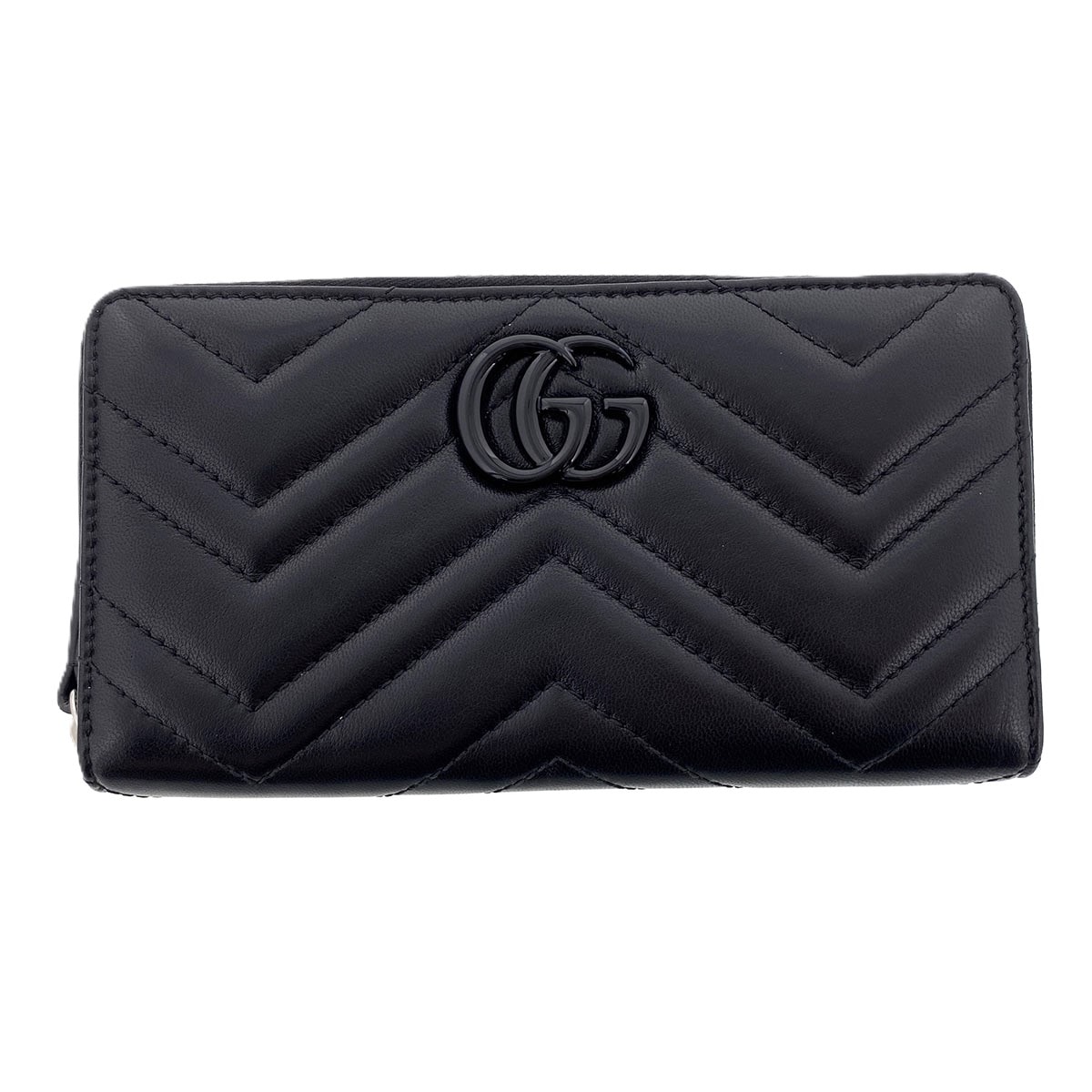 【値下げ】GUCCI グッチ GGマーモント ジップアラウンドウォレット 長財布 443123 レザー ブラック  レディース【中古】
