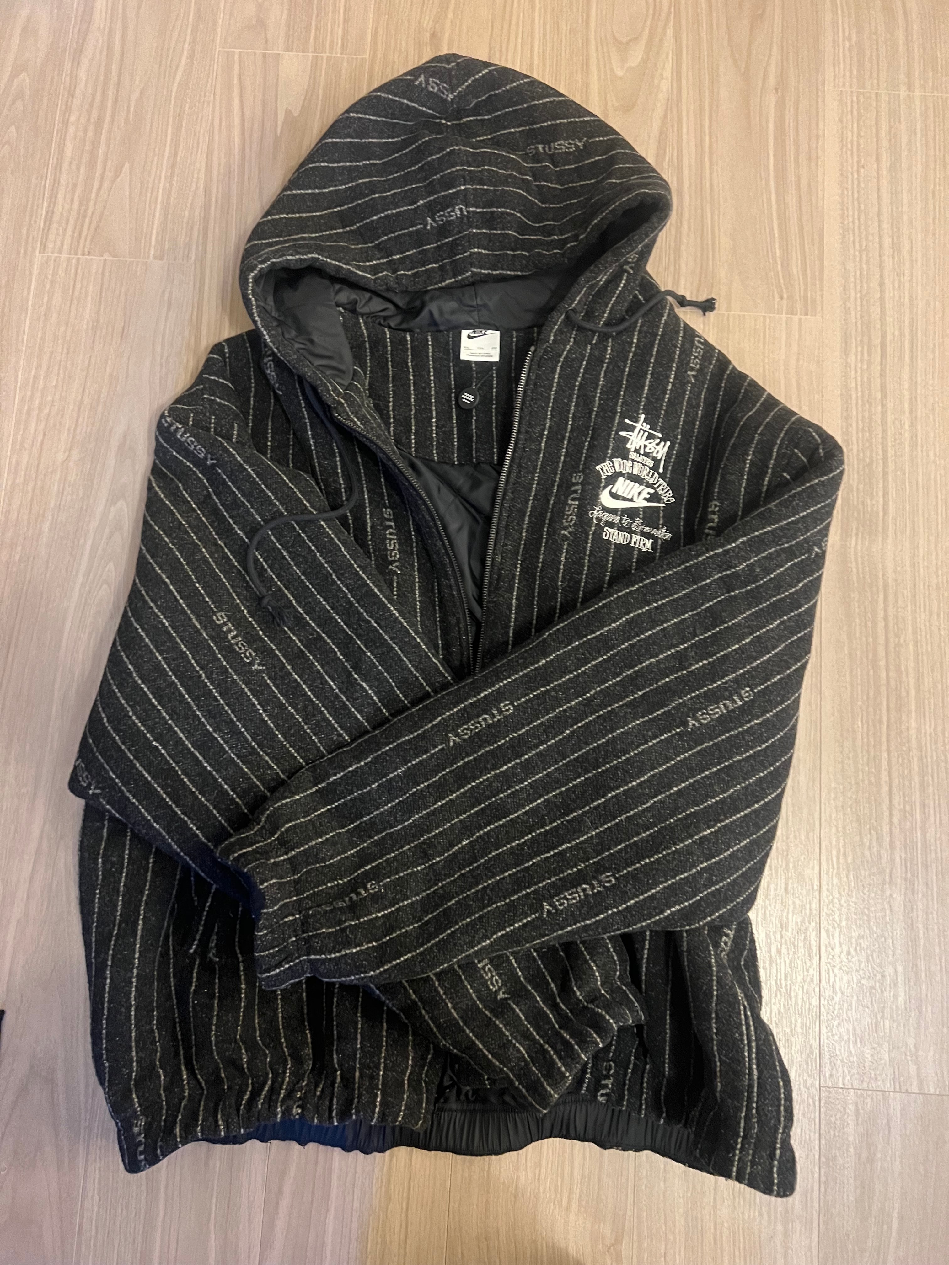 Stussy x Nike Striped Wool Jacket "Black"