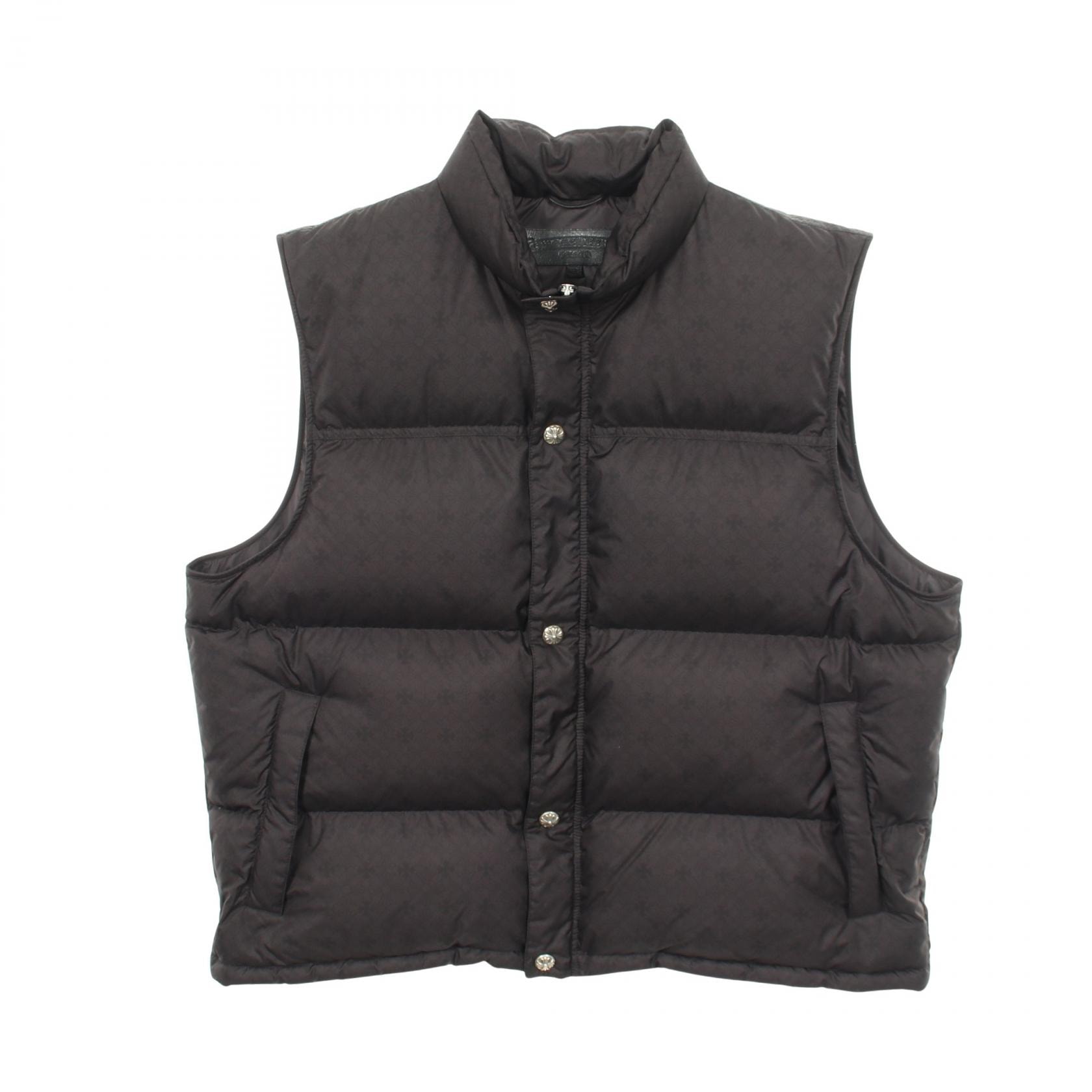 Chrome Hearts Stiff CH Plus All Over Pattern Crossball Button Nylon Down Vest "Black"