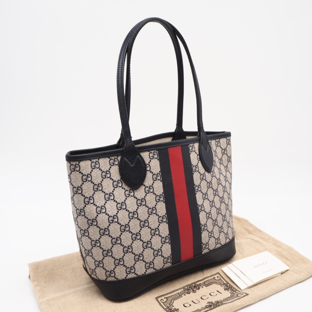 美品 GUCCI グッチ GGスプリームキャンバス オフィディア スモール トートバッグ 726762 トートバッグ ブラック キャンバス レディース