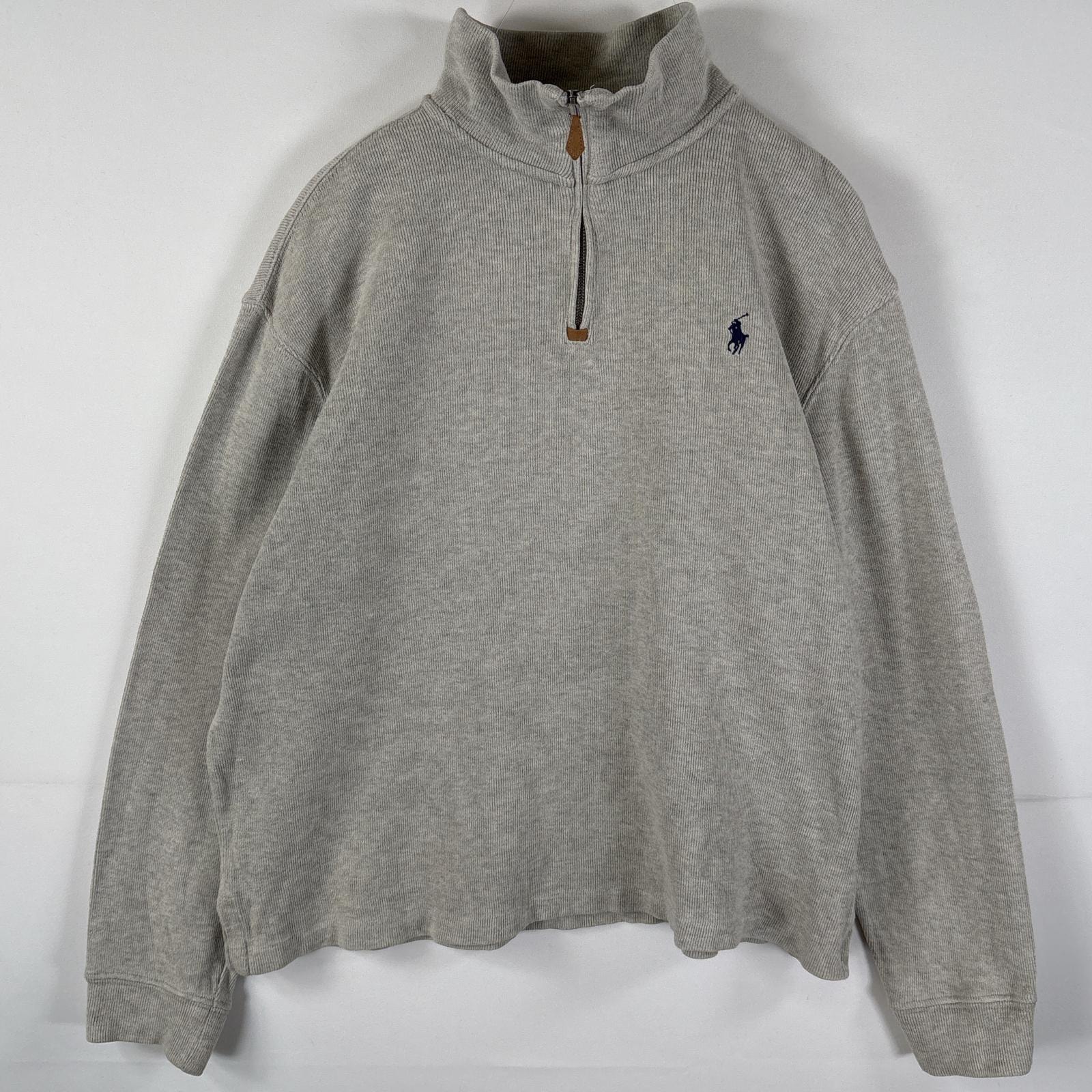 古着 90's~00's/90年代~00年代 ポロバイラルフローレン Polo by Ralph Lauren コットンニット ハーフジップ M  グレー メンズ