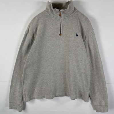 古着 90's~00's/90年代~00年代 ポロバイラルフローレン Polo by Ralph Lauren コットンニット ハーフジップ M グレー メンズ