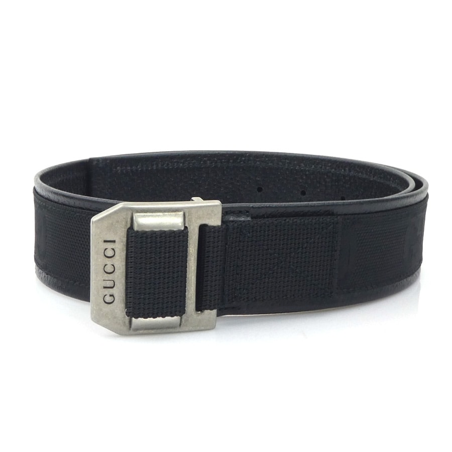 グッチ GUCCI ベルト レザー/ナイロン ブラック ユニセックス 684485【中古】 56279k