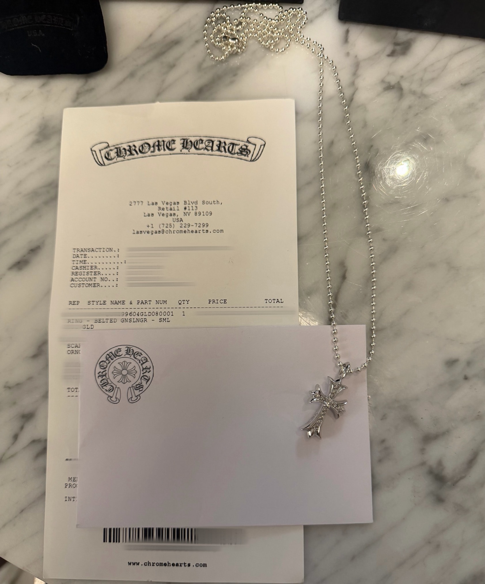 Chrome Hearts 18K Tiny CH Cross Fat Charm with Pave Diamond "White Gold"
