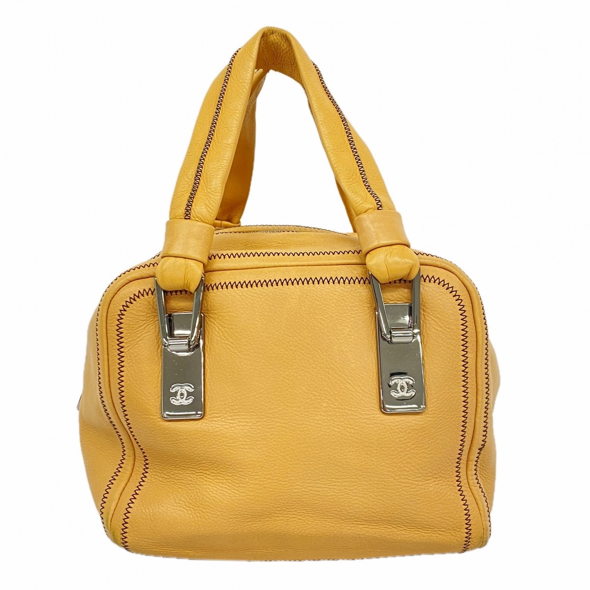 ★SALE【6db1703-k】シャネル ハンドバッグ レザー ベージュ シルバー金具【中古】レディース