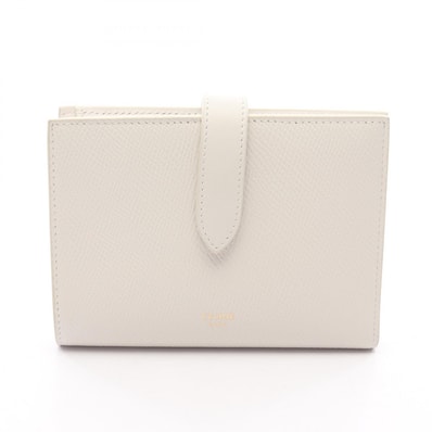 セリーヌ CELINE ミディアム ストラップウォレット 二つ折り財布 財布 レザー レディース ホワイト系 10B64 3BFP 【中古】