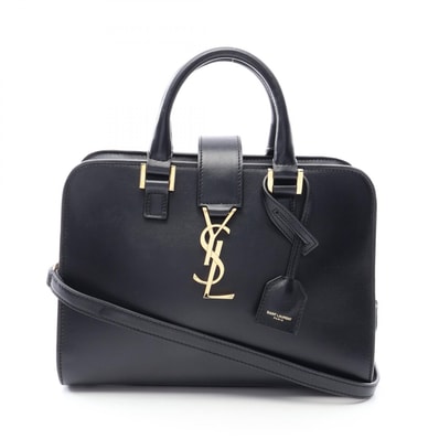 サンローランパリ SAINT LAURENT PARIS YSLライン ベイビー モノグラム カバス 2WAY ハンドバッグ バッグ レザー レディース ブラック系 【中古】