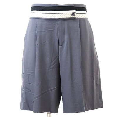 SALE【美品】Dior ディオール ハーフパンツ ハイウエスト ロゴ ボタン クロップド 1タック ワイドシルエット ショート ボトムス ボタン付属 メンズ サイズ 50 グレー 灰色 イタリア製